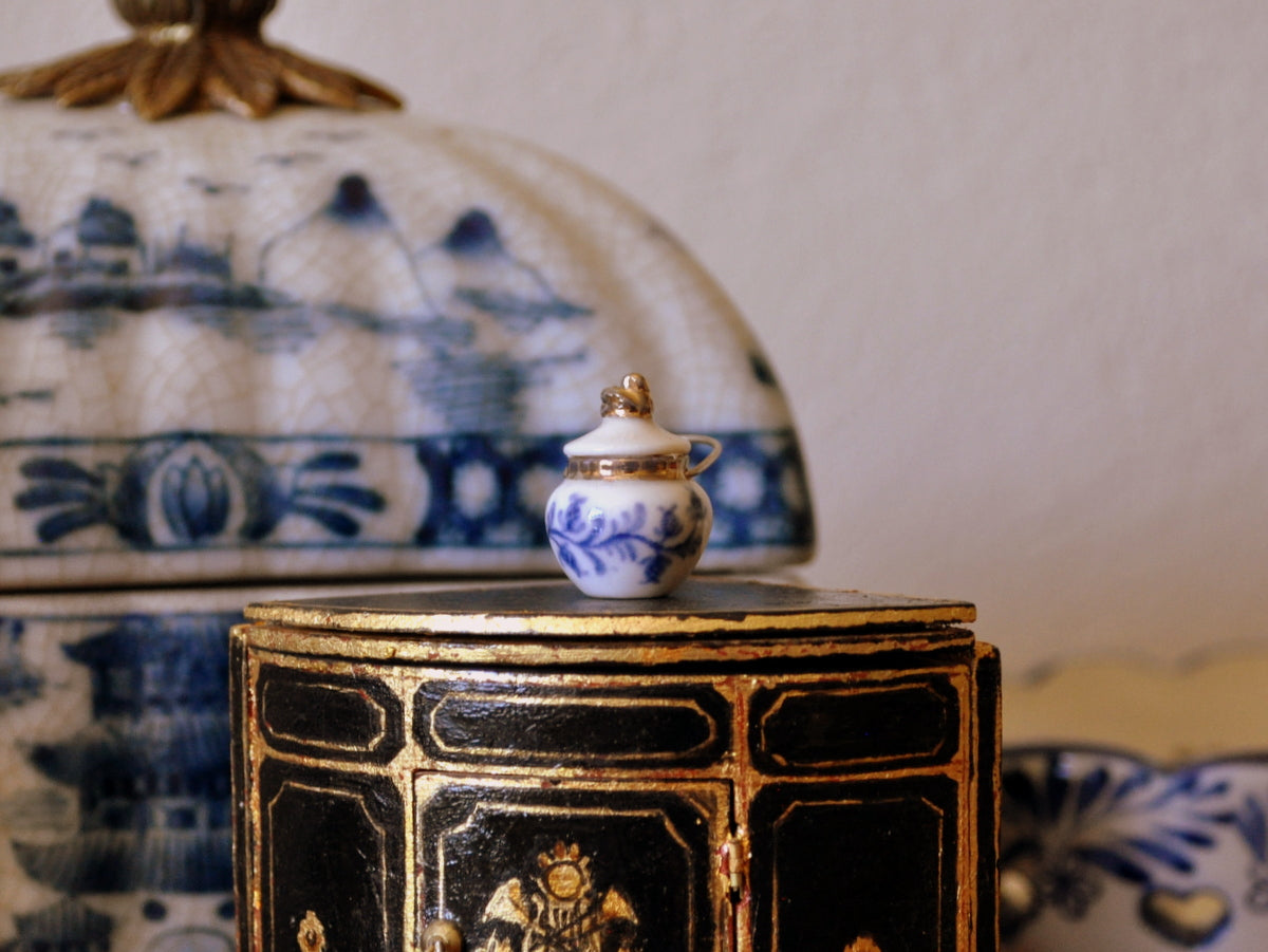 Blue & White Hand Painted Biscuit Barrel by Elmarie Wood-Callander