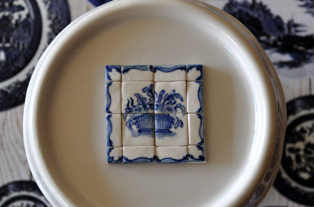 Blue & White Hand Painted Tile Set #3 by Elmarie Wood-Callander