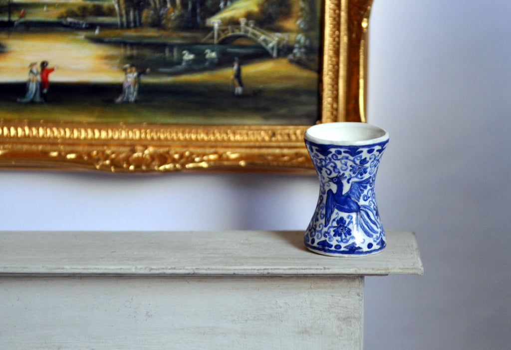 Blue & White Hand Painted Floral Vase II by Pam Jones