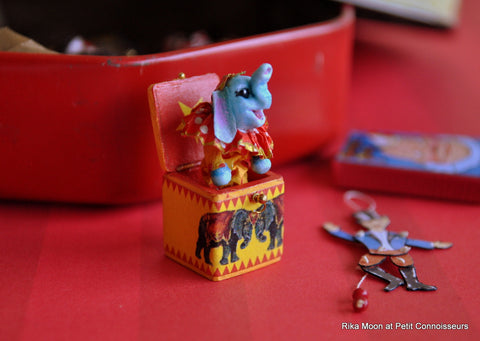 Circus Elephant Jack-in-the-Box Toy by Rika Moon