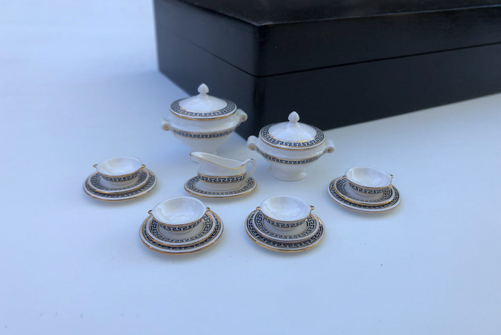 ESTATE TREASURE: Greek Key Design Dinner Service Set for Four Place Settings by Stokesay Ware