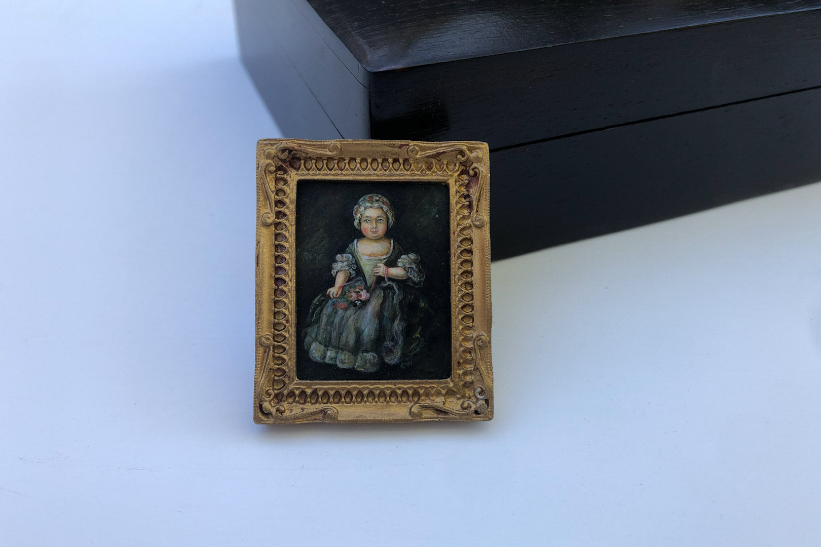 ESTATE TREASURE: Portrait of a 18th Century Young Girl with Flowers by Christopher Whitford