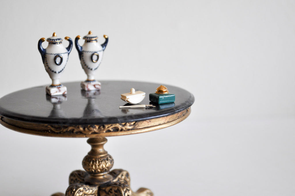 ESTATE TREASURE: Porcelain Inkwell Desk Set by Ron Benson