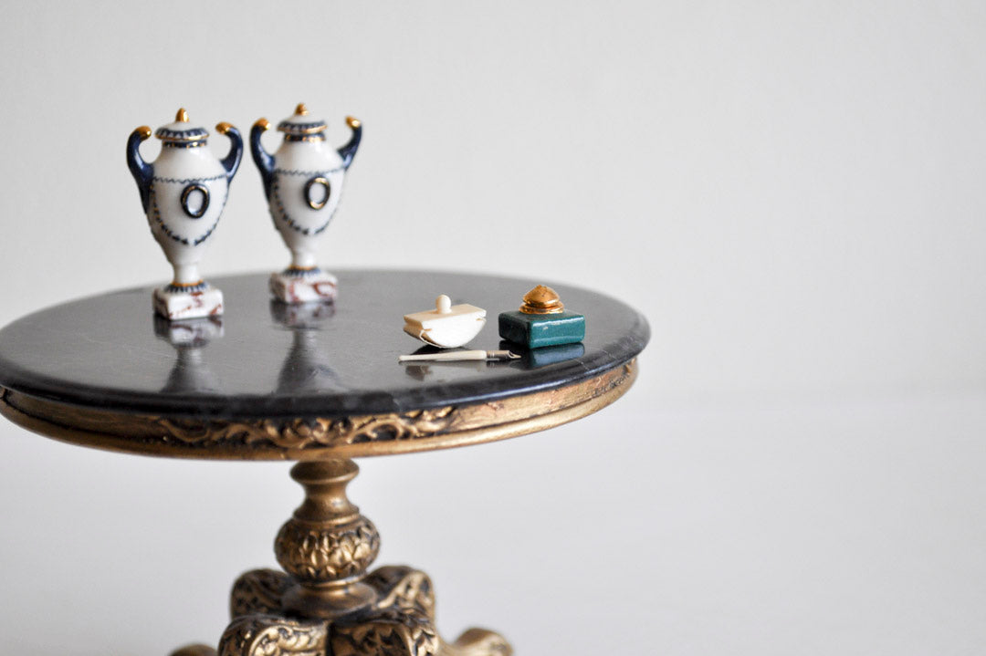 ESTATE TREASURE: Porcelain Inkwell Desk Set by Ron Benson