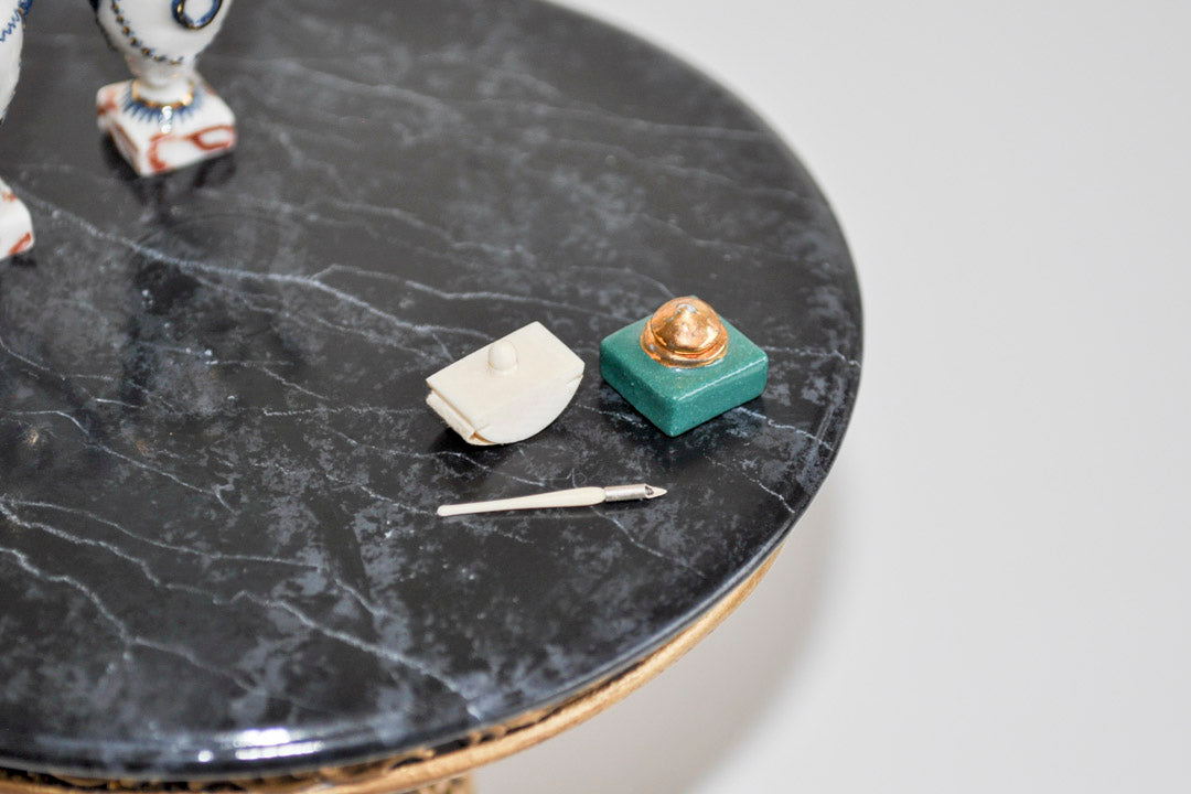 ESTATE TREASURE: Porcelain Inkwell Desk Set by Ron Benson