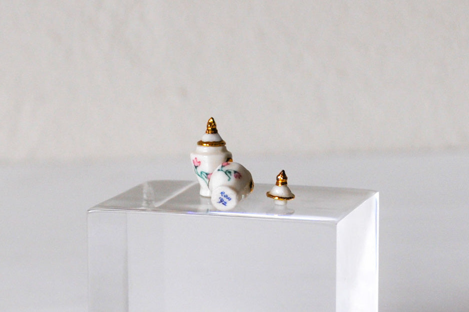 ESTATE TREASURE: Porcelain Set of Two Petit Urns by Ron Benson