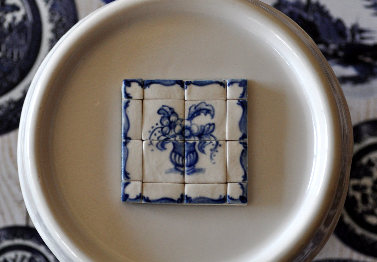 Blue & White Hand Painted Tile Set #4 by Elmarie Wood-Callander