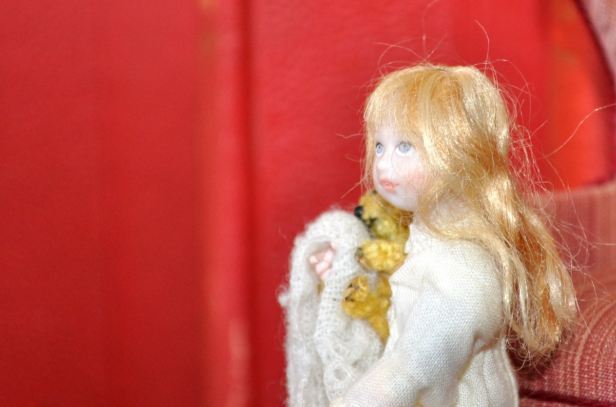 ESTATE TREASURE: Little Nightie Girl with Teddy Bear by Jill Bennett - J Designs