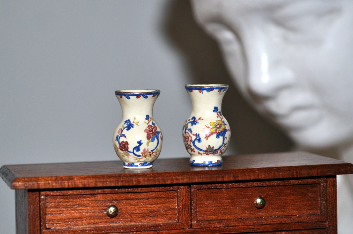 Pair of Hand Painted Floral Vases by Pam Jones