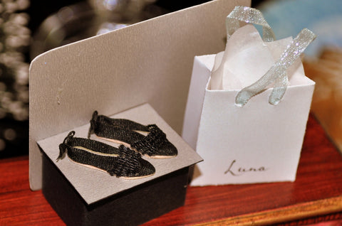 Pair of Luna Black Flat Shoes with Bow Details by Rika Moon