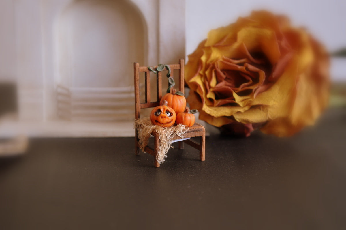 Half Scale Chair with Halloween Pumpkins by Rika Moon