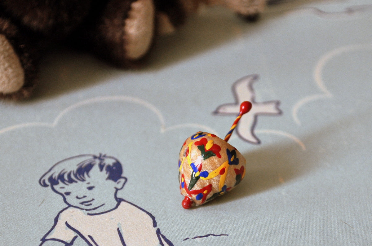 ESTATE TREASURE: Hand Painted Spinning Top
