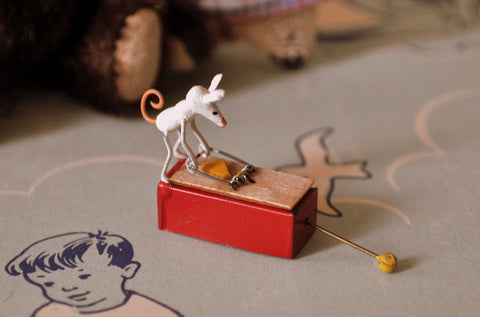 ESTATE TREASURE: Muscular Mouse Mechanical Toy by St. Leger