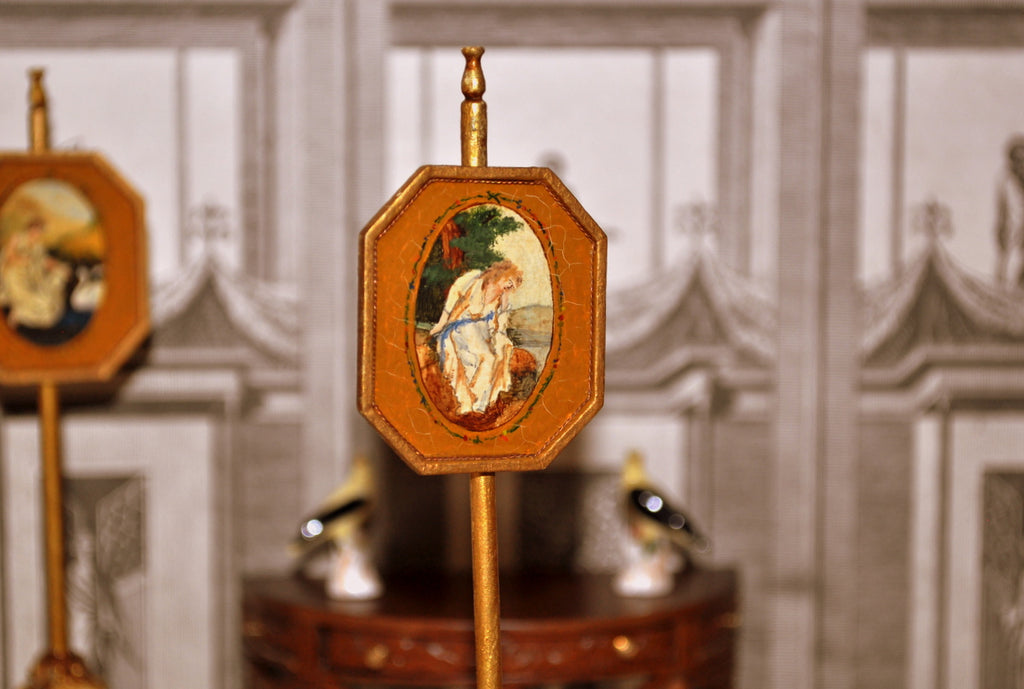 ESTATE TREASURE: Hand-painted French Fire Screen Pole No. II by Janet Reyburn