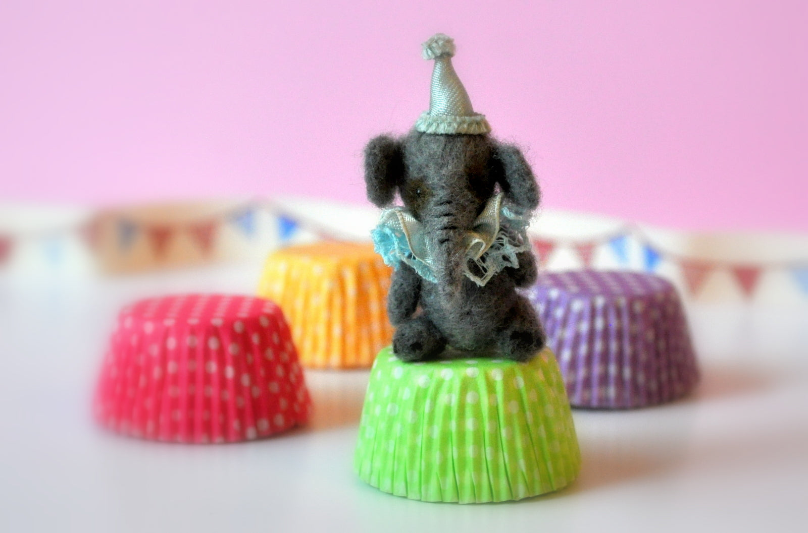 Needle Felted Circus Elephant Toy by Elmarie Wood-Callander